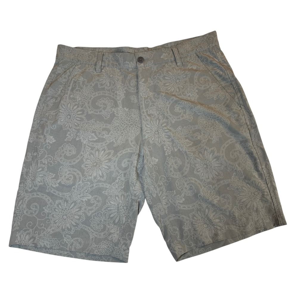 FJ Golf Shorts Mens 32 Gray Floral Print Lightweight Performance Casual Active